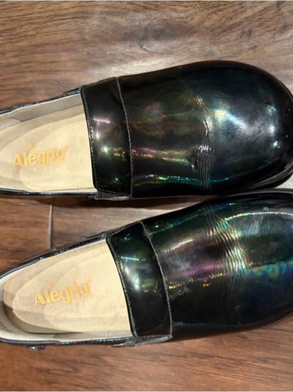 Alegria Iridescent Black Slip-On Loafers
